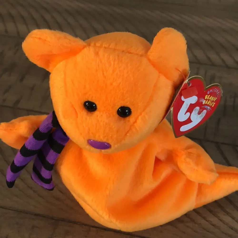 20th Anniversary Shivers 👻 the Ghost Pumpkin 🎃 orange 🍊 👻 Ty Beanies 2003